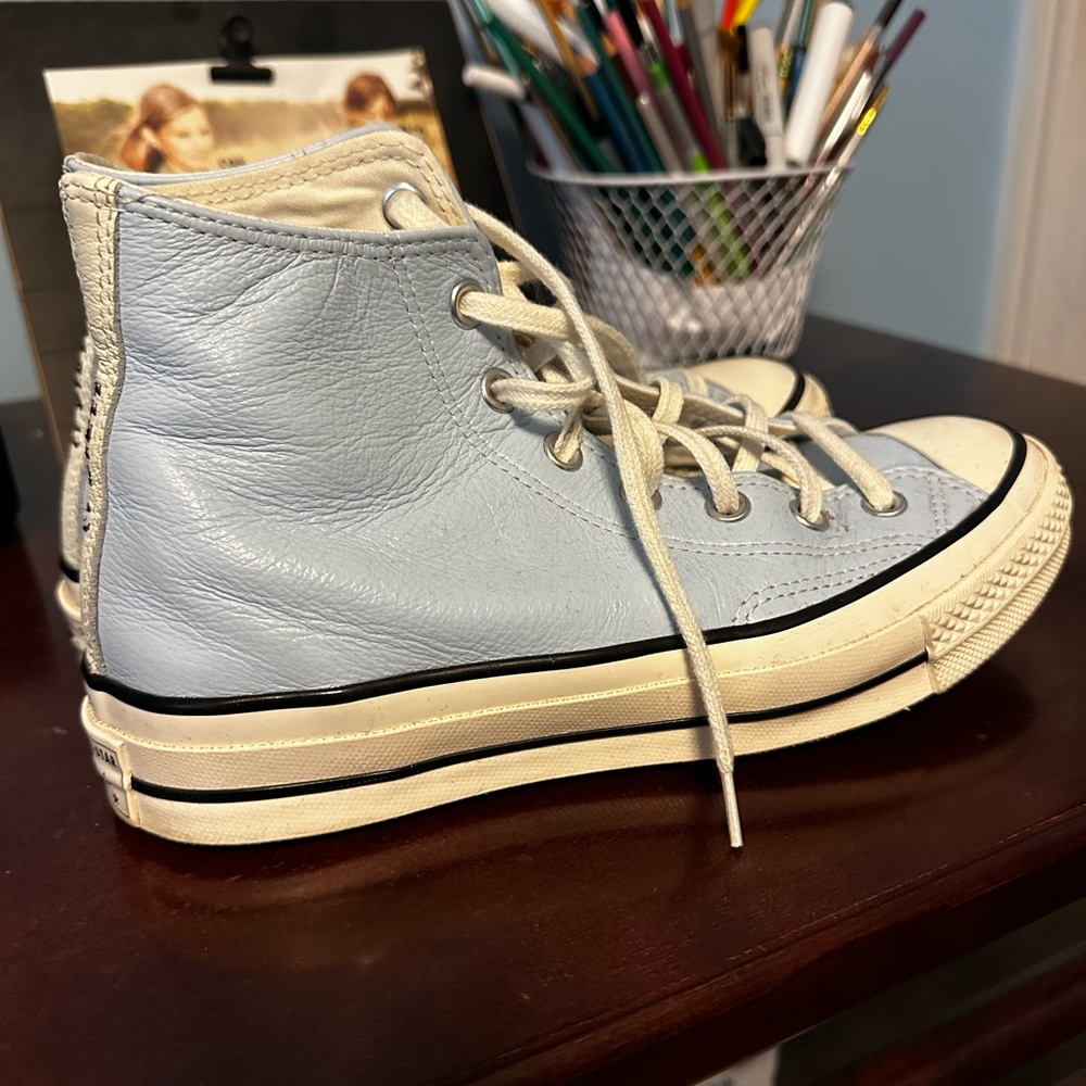 Converse Chuck 70 leather custom shoes in light blue